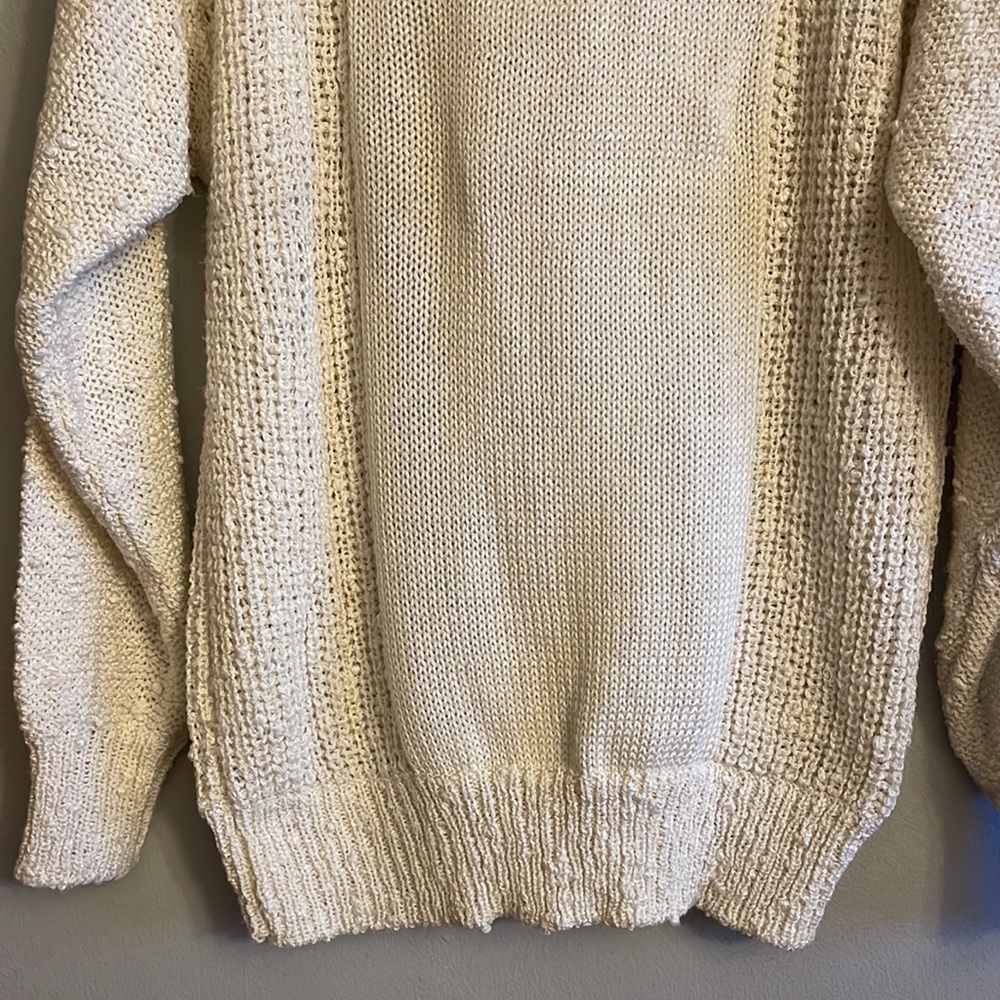 Oversized Vintage Artisanal Cream Cowl Neck Sweater - Picture 14 of 16